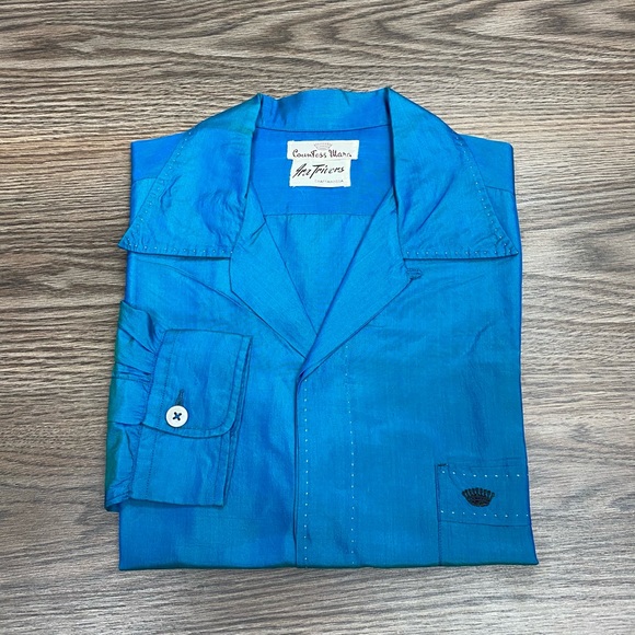 Countess Mara Shirts 95s Countess Mara Blue Silk Shirt M Poshmark
